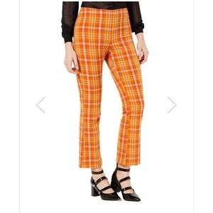 Guess Orange plaid flare pants size 8